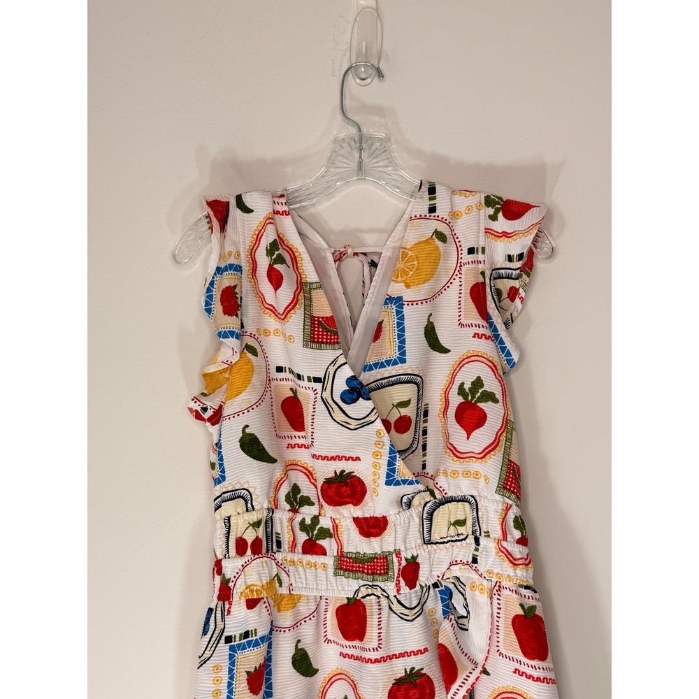 Women's Euro Summer Dress Ruffle Dress Tomato Lemon Flutter Sleeve Large - Picture 2 of 11